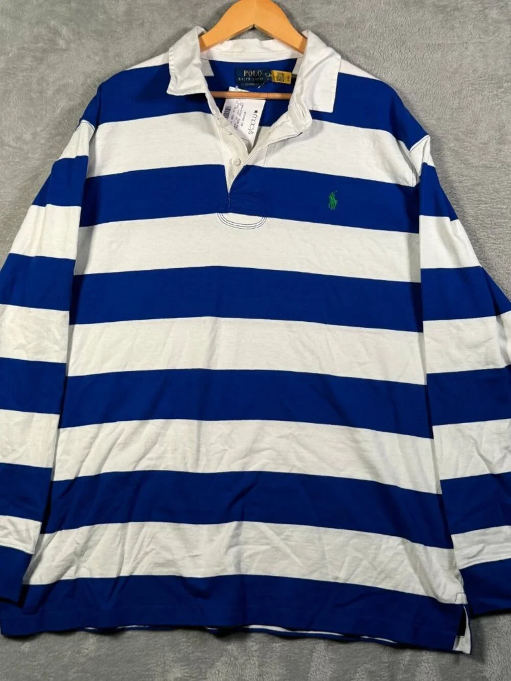Polo Ralph Lauren Rugby Shirt Mens XXL Blue Striped Classic Fit Iconic $145